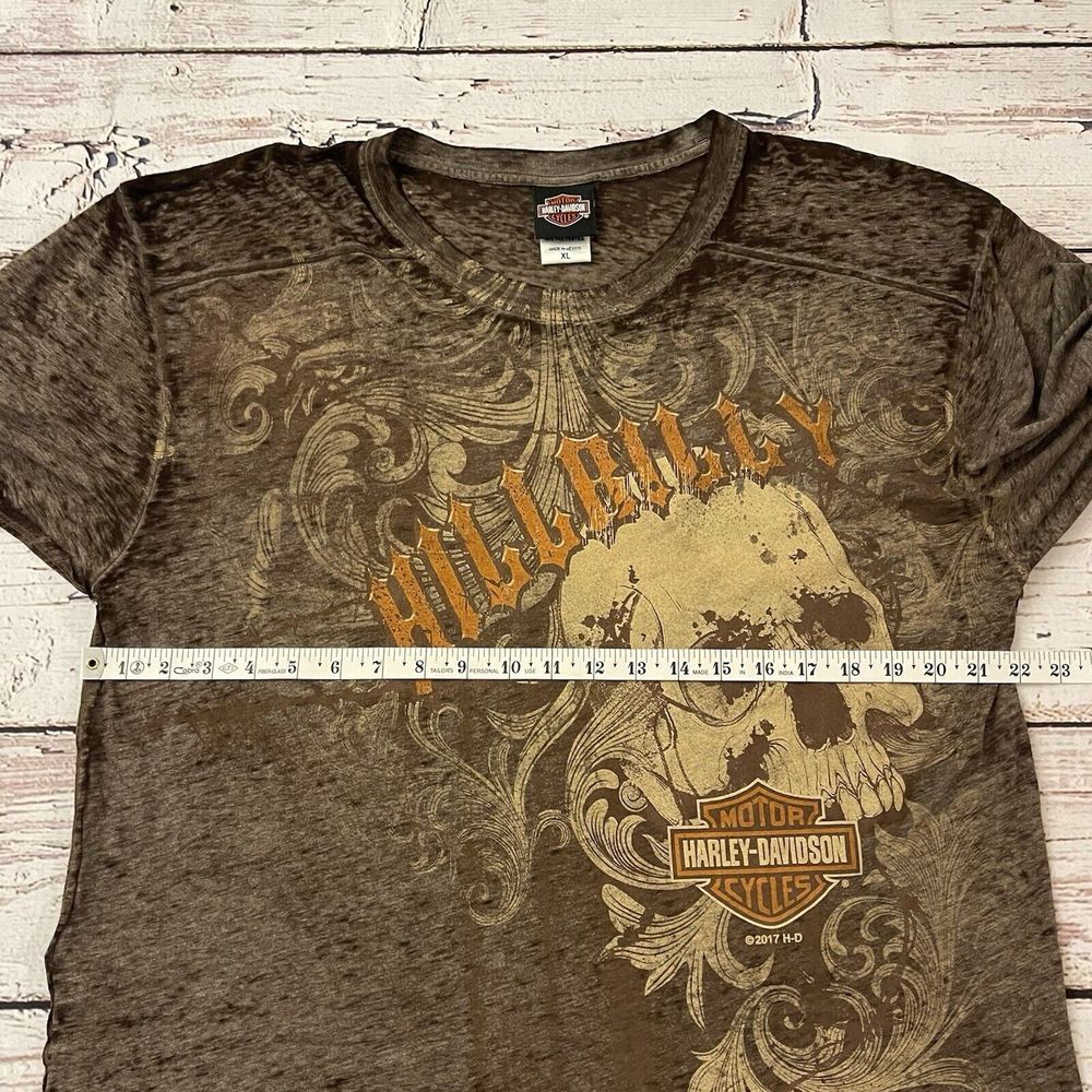 Harley Davidson Motor Cycles Mens Heather Brown‎ Biker Hillbilly Shirt Size XL - Picture 7 of 10